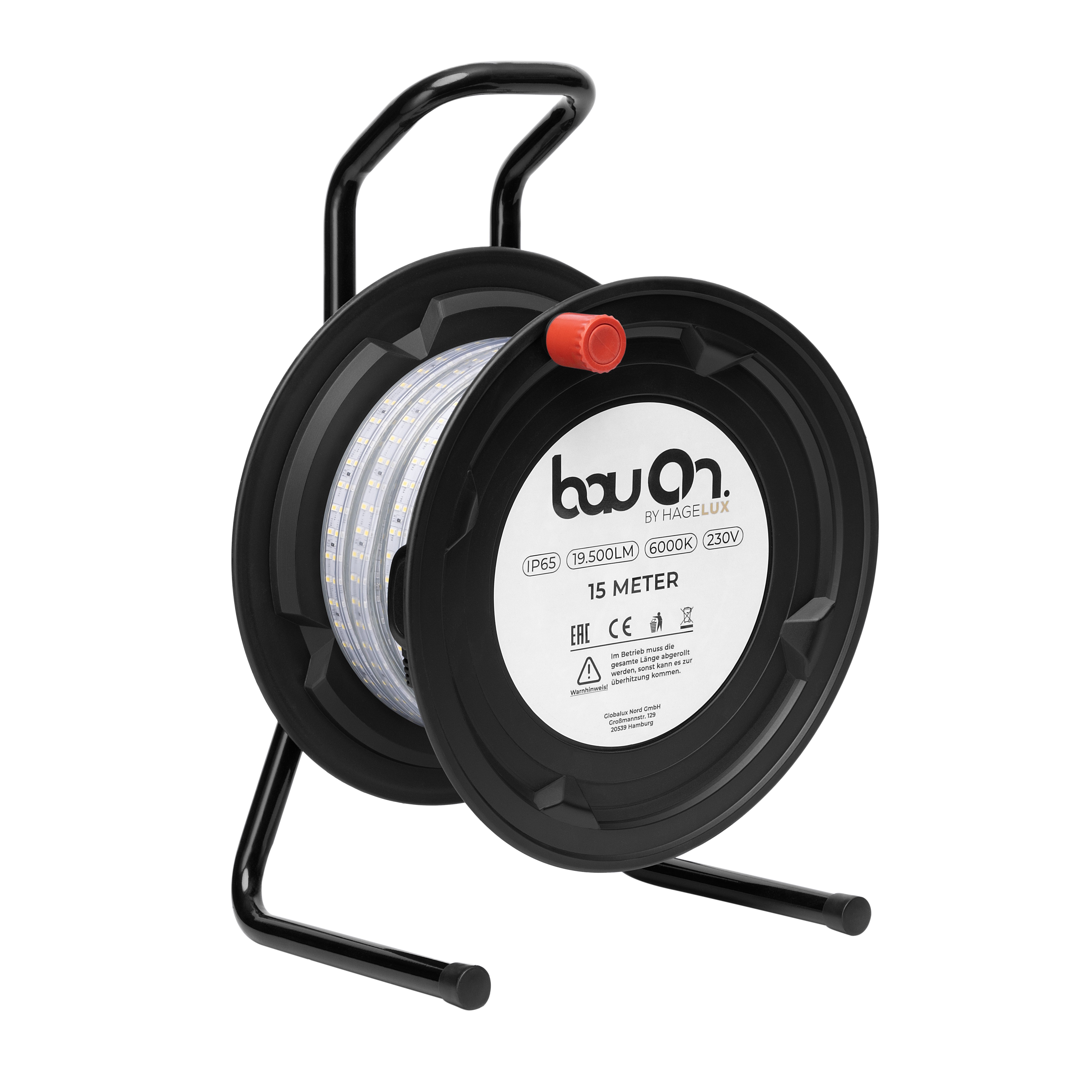 bauOn LED-Trommel als Baustellenbeleuchtung inkl. Befestigungsclips | 15 & 25 Meter