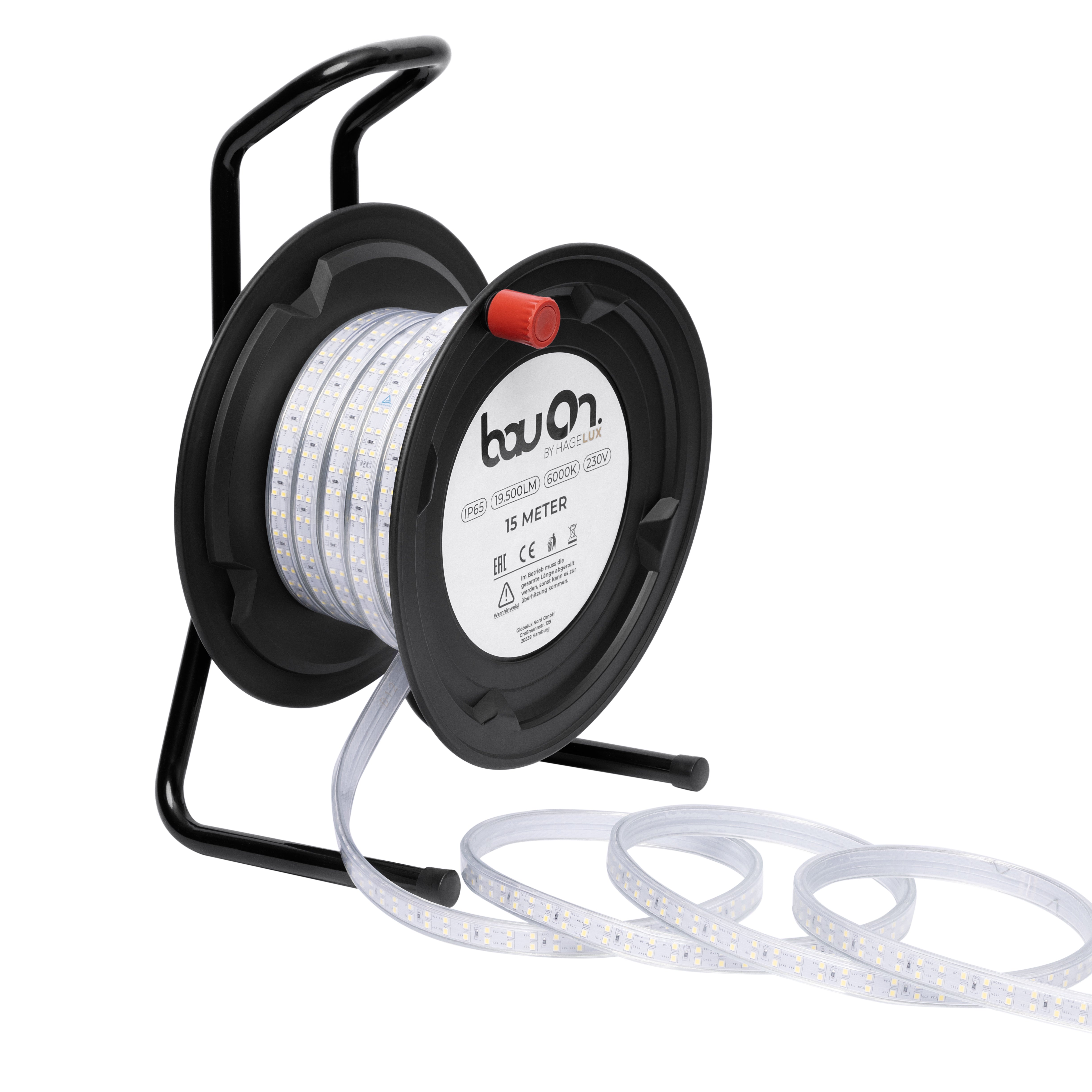 bauOn LED-Trommel als Baustellenbeleuchtung inkl. Befestigungsclips | 15 & 25 Meter